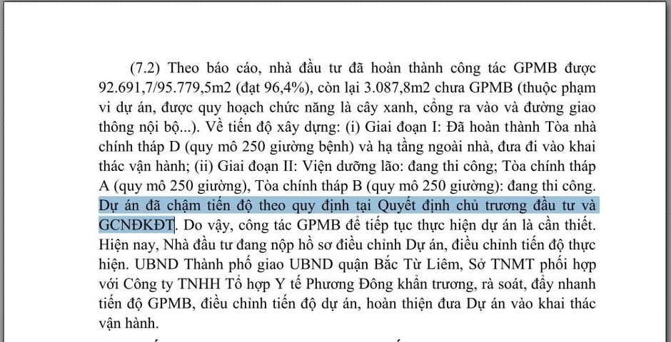 Bệnh viện Phương Đông của Shark Việt chậm tiến độ, “treo” chỉ giới GPMB làm ảnh hưởng đến 38 hộ dân