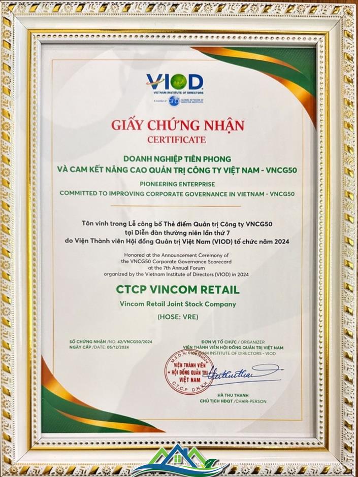 Vincom Retail được vinh danh trong hai giải thưởng cao quý hàng đầu Việt Nam